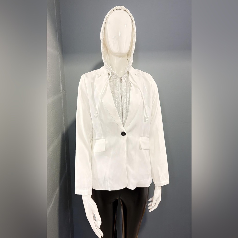 New w/out Tags- Six/fifty- Elegant White Hooded Blazer - Picture 4 of 4